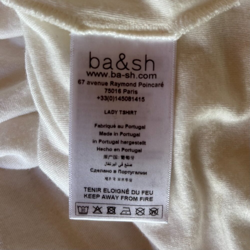 ba&sh Paris Cream Drape Neck Lady Tee Top | Size 3 (L) | Modal Blend - Picture 8 of 9